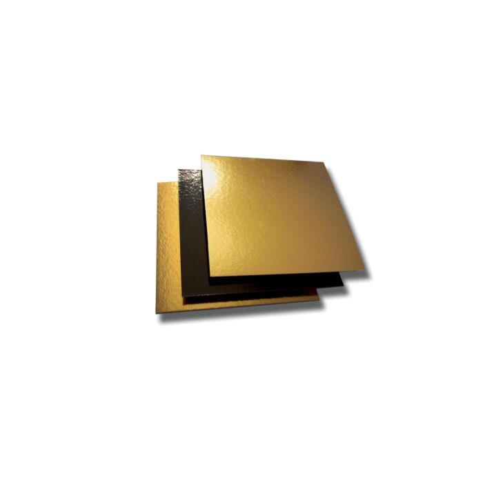 CAKE BOARD SQUARE GOLD & BLACK 14CM main product photo